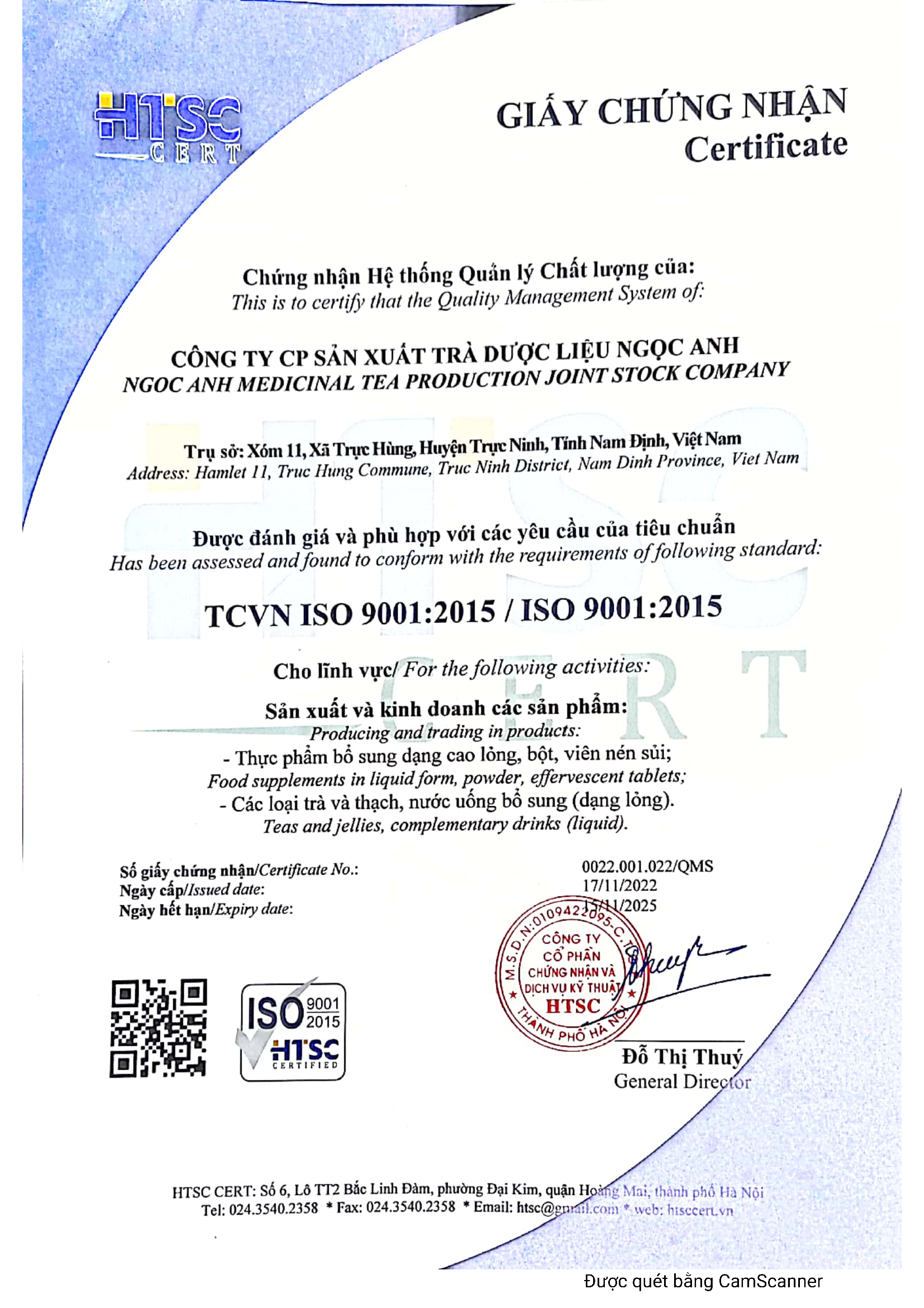 Chứng Nhận ISO 9001:2015 của Ngọc Anh