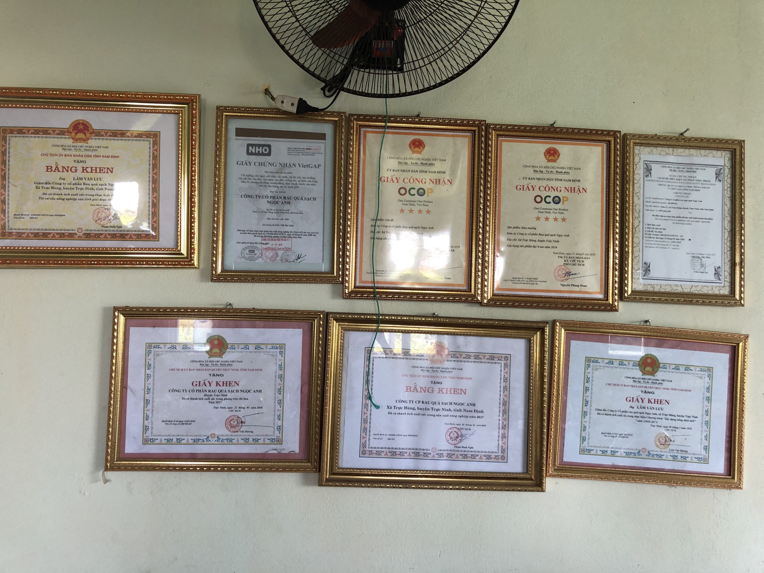 Các chứng nhận và giải thưởng của công ty Ngọc Anh