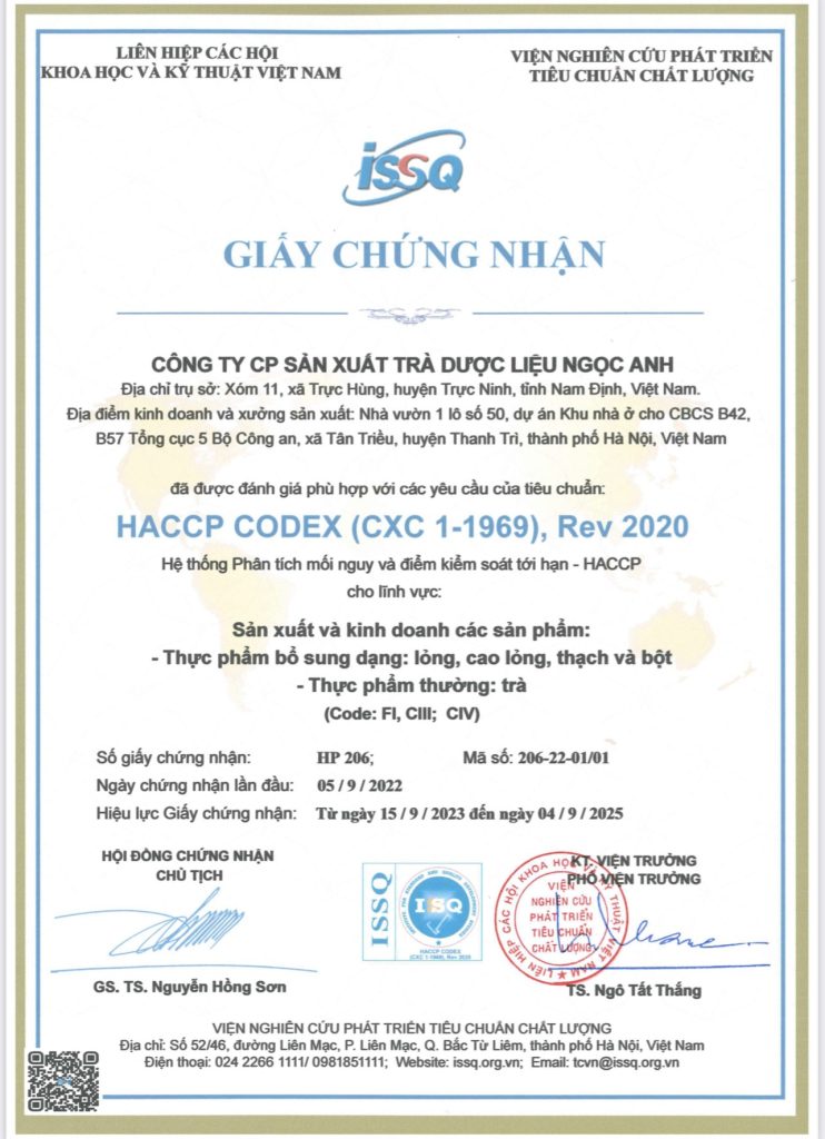 Chung nhan ISSQ cua Tra Most
