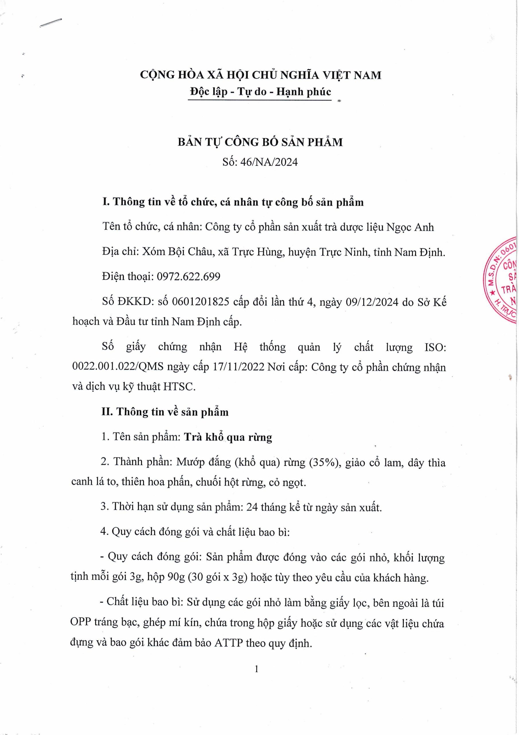 hồ sơ pháp lý trà khổ qua rừng