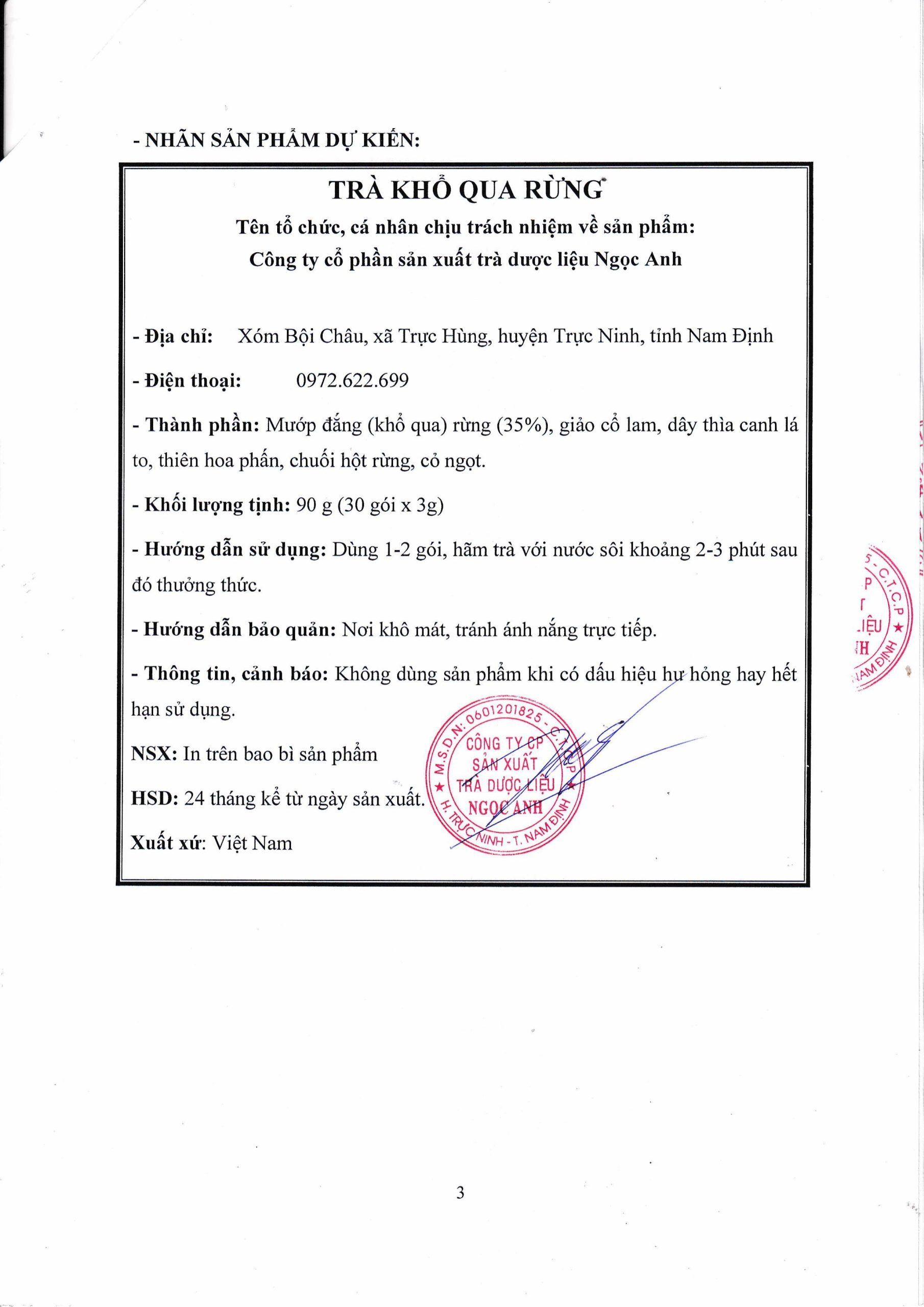hồ sơ pháp lý trà khổ qua rừng